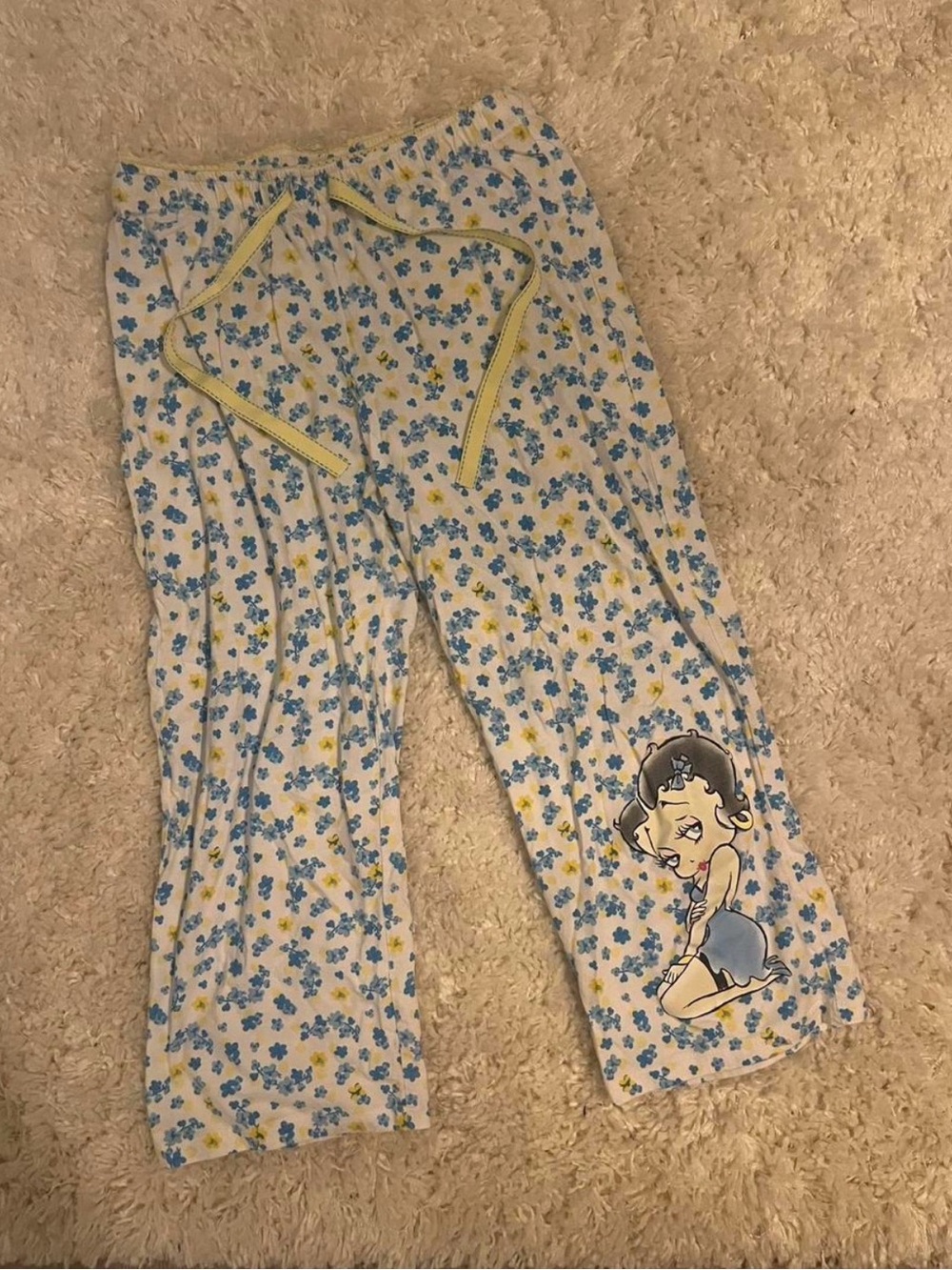 Betty Boop Blue & Yellow Floral Girls' Pajama Pants
